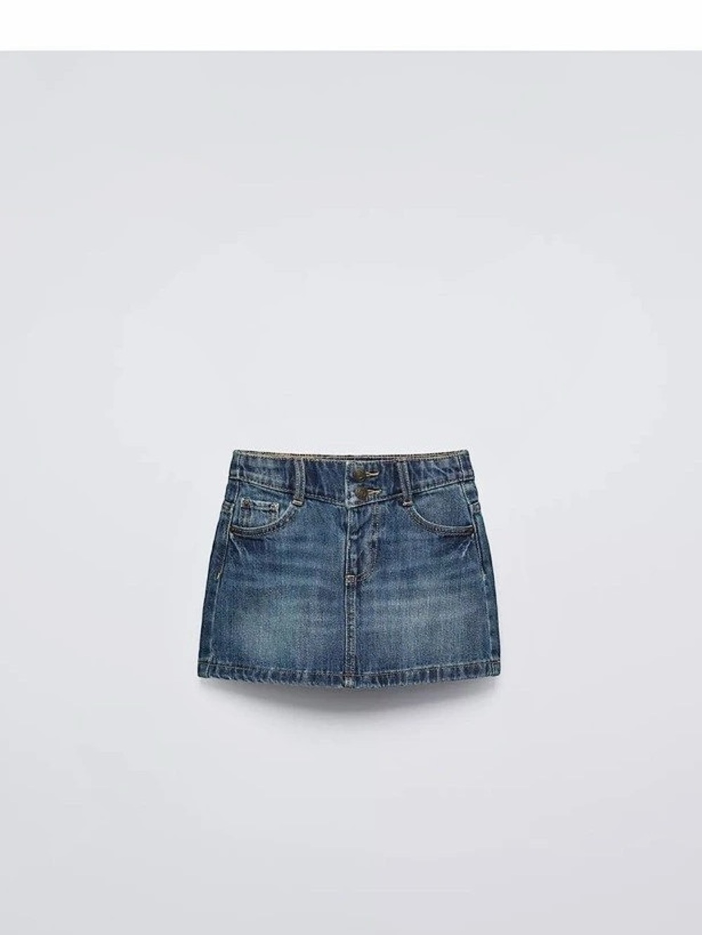 Zara Distressed Effect Denim Skirt Mini Skirt in Blue
